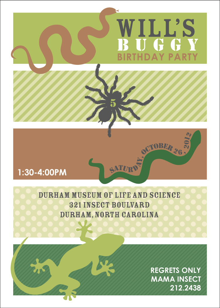 Insects and Reptiles Birthday Party Printable Invitation