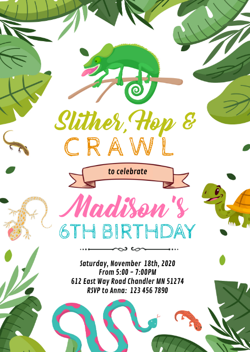 printable reptile invitations