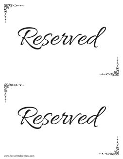 printable reserved signs for tables