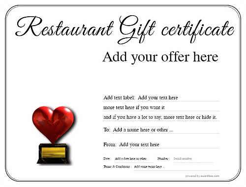 Restaurant Gift certificate templates