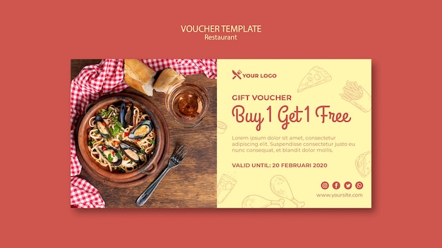 Free PSD | Restaurant gift voucher template