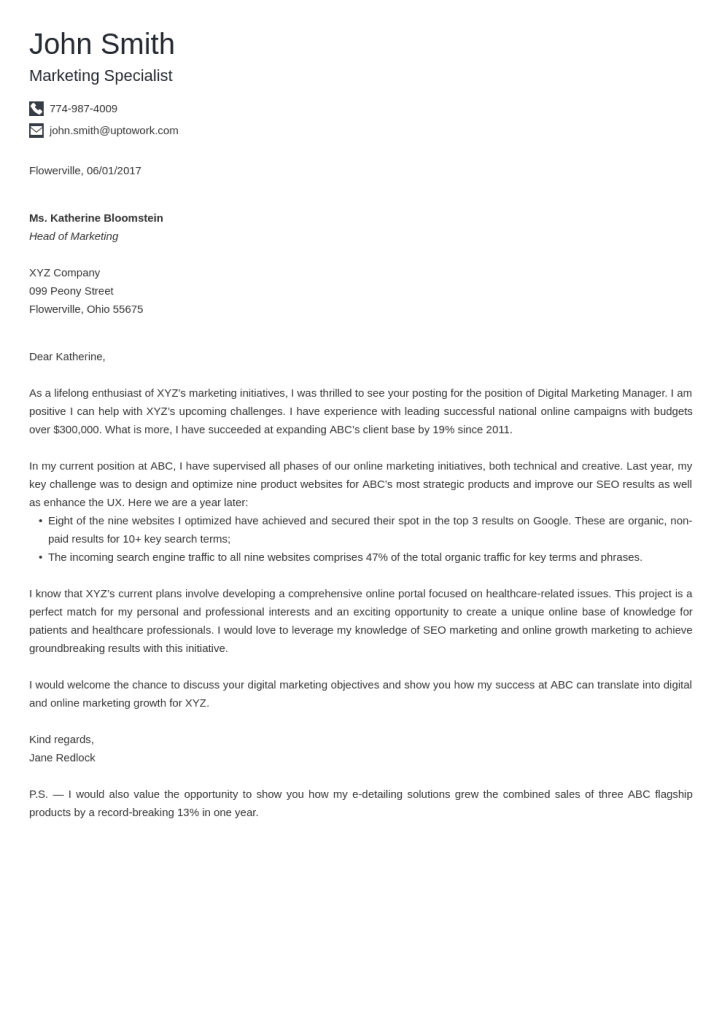 printable resume cover letter