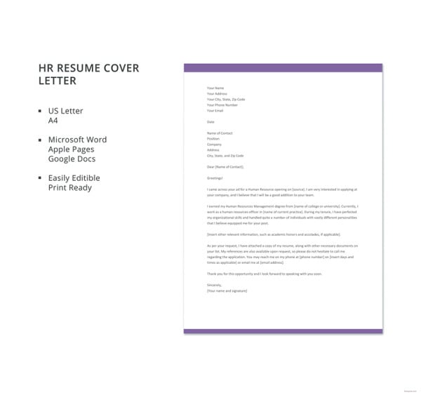 printable resume cover letter
