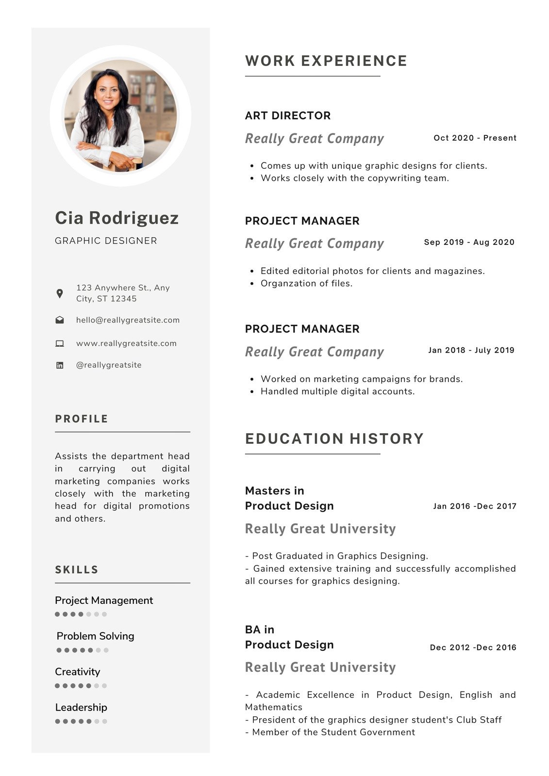 Free, custom printable graphic design resume templates 