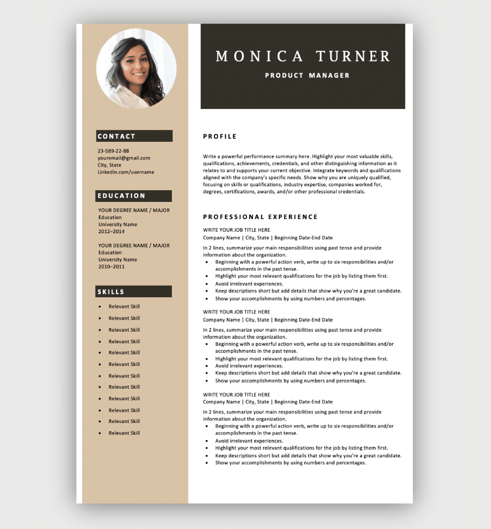 printable resume samples free