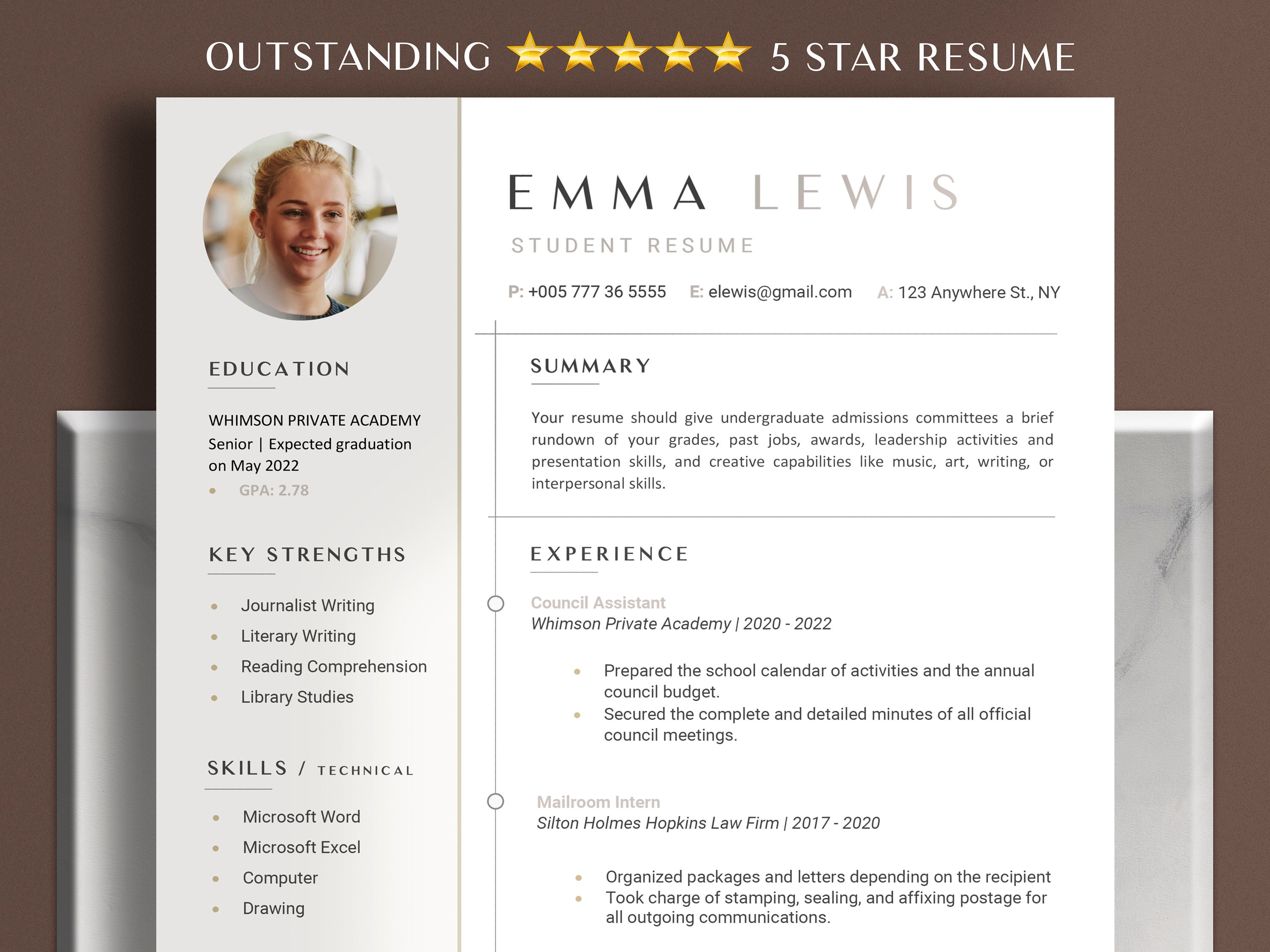 Resume Template for High School Students in Google Docs, Word and ...