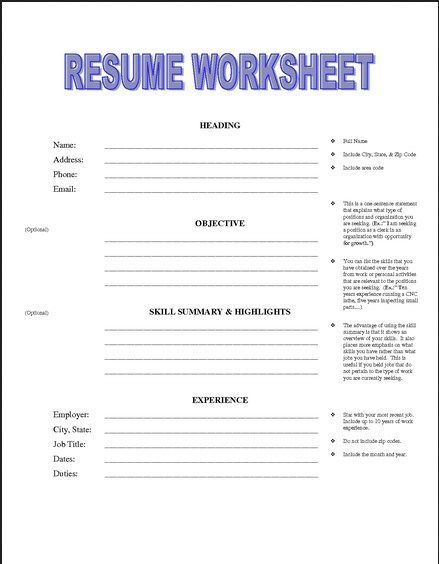 printable resume template for highschool students