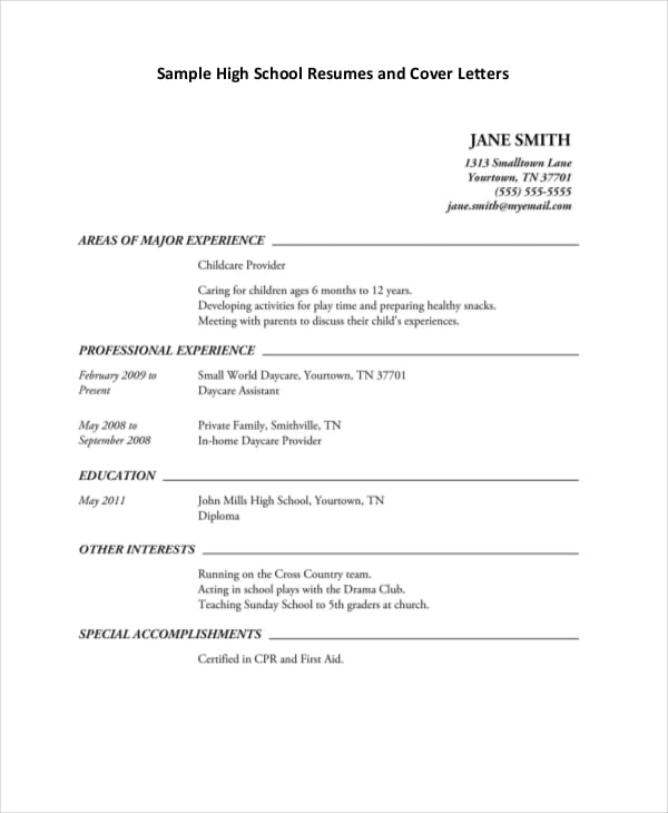 12+ High School Student Resume Templates - PDF, DOC