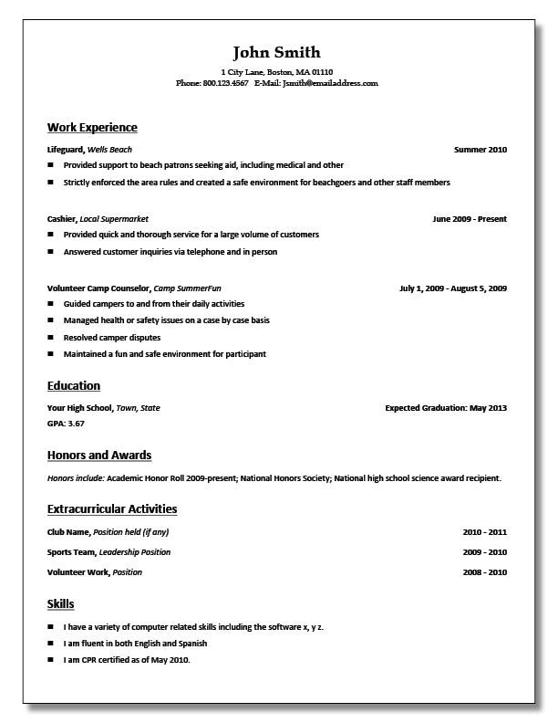 High School Student Resume | Free Resume Templates