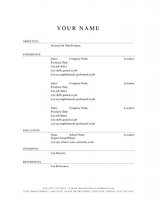 printable resume template pdf