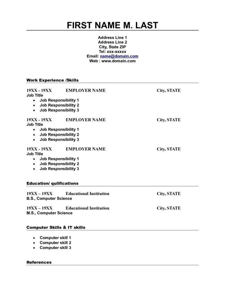 printable resume templates word
