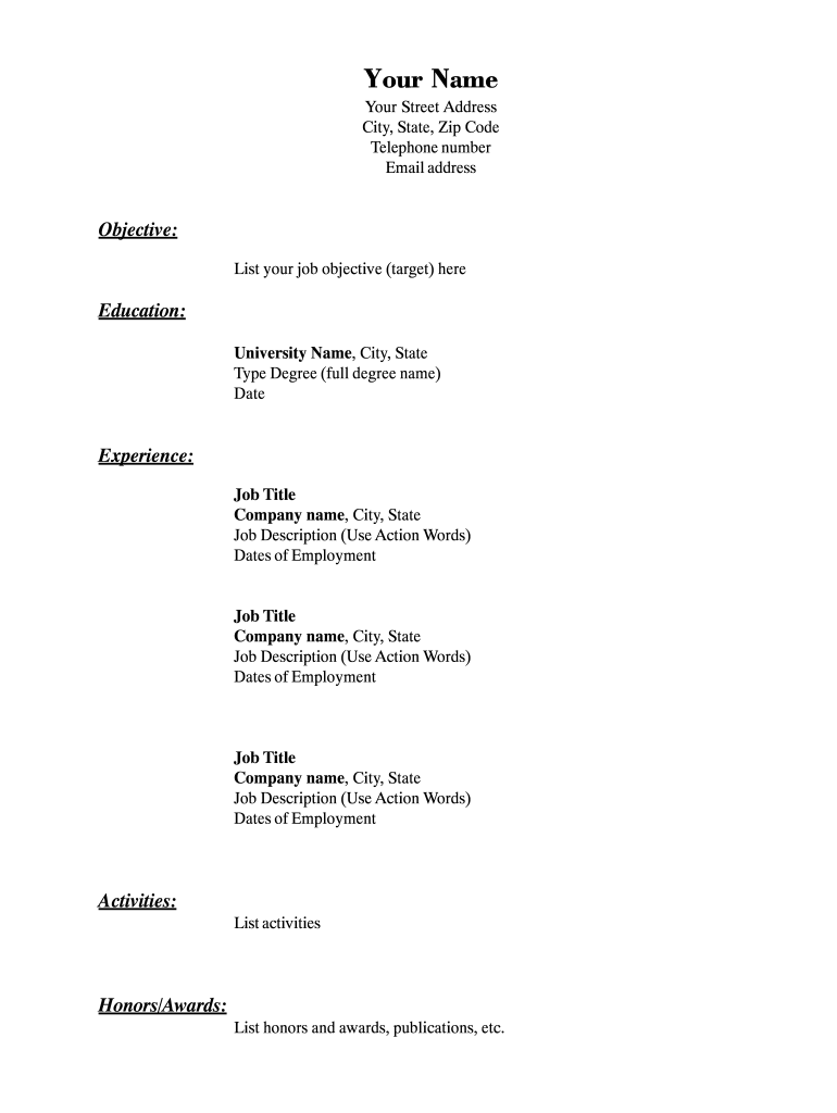 printable resumes download