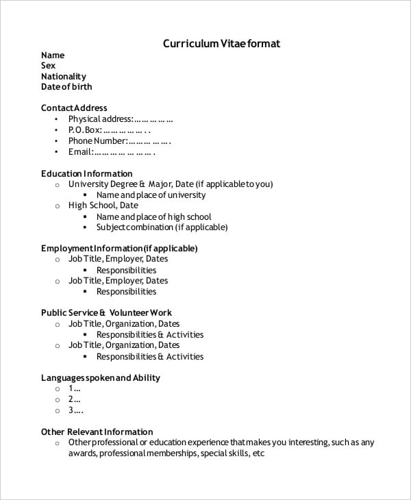 Printable Resume Template - 39+ Word, PDF Documents Download