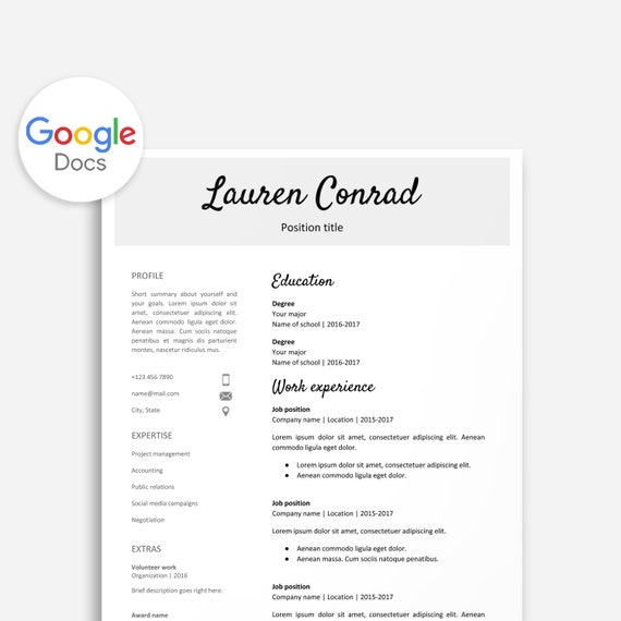 Resume Template for Google Docs Printable Resume Editable Instant ...