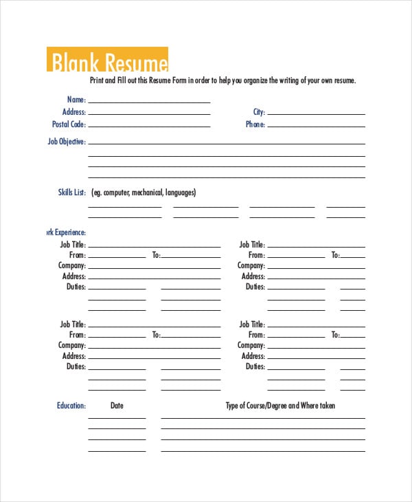 printable resumes templates