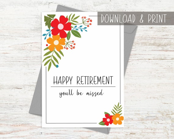 Retirement Card Printable, Youll Be Missed Card, Instant Download ...