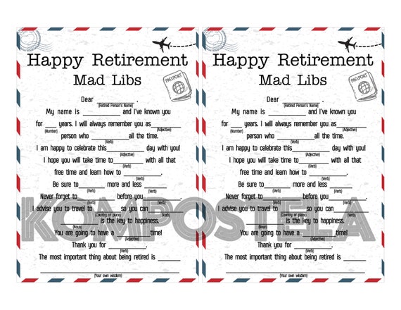 Retirement Mad Libs, Happy Retirement Game, Printable Retirement ...