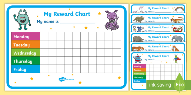 printable reward charts for elementary students
