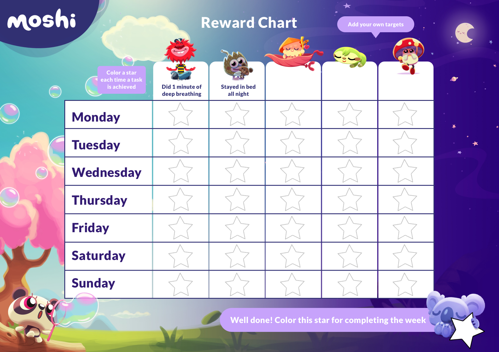 printable reward charts for preschoolers
