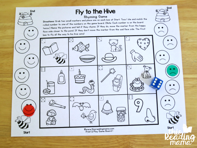 fly to the hive print and play rhyming games - This Reading Mama