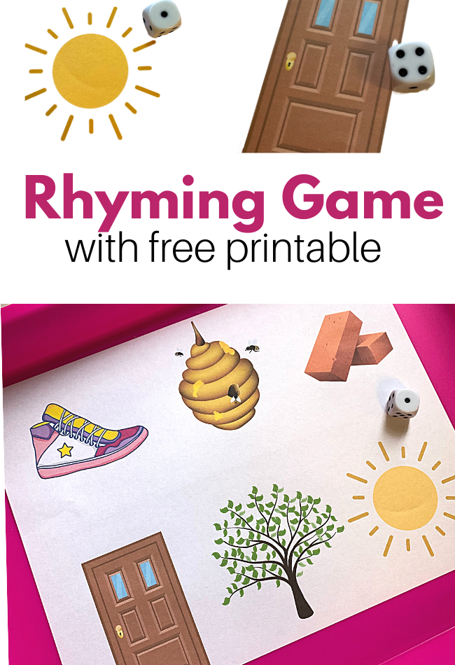 Roll &  Rhyme - Prek Rhyming Game ( free printable) - No Time For ...