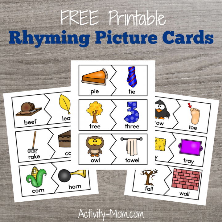 Picture Rhyming Cards (free printable) - The Activity Mom
