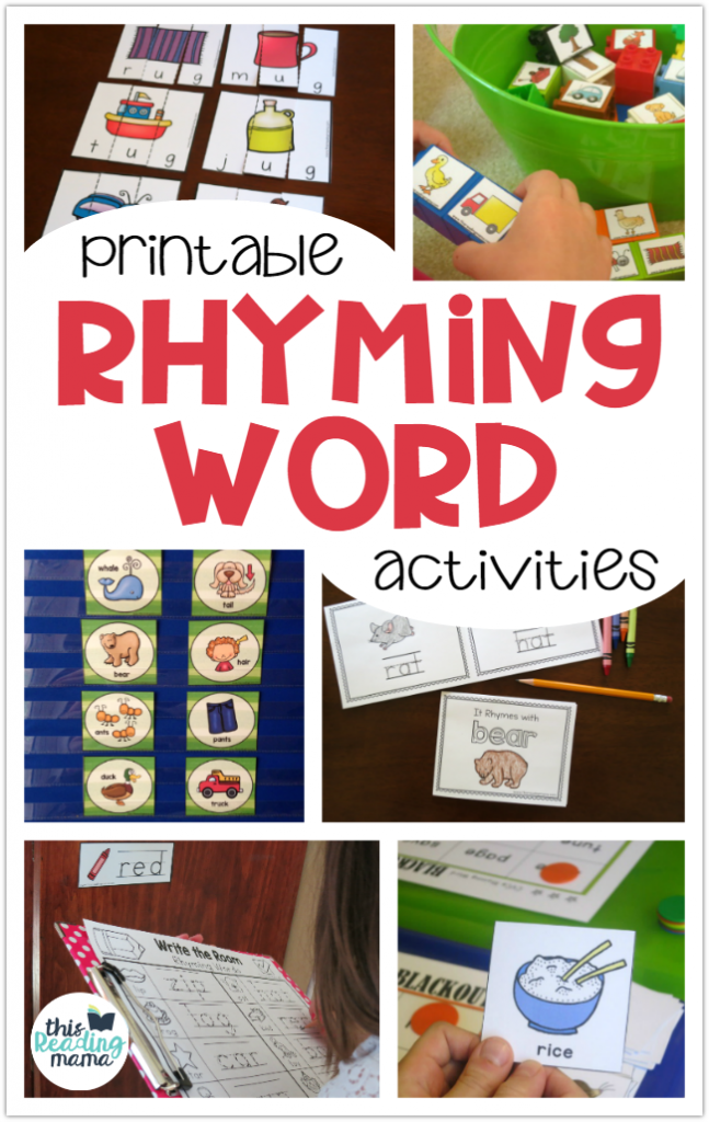 printable rhyming word games for kindergarten