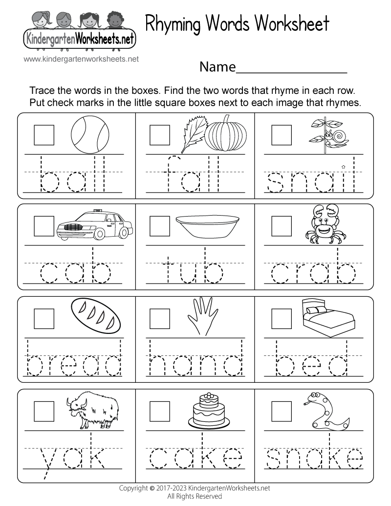 Rhyming Words Worksheet - Free Printable, Digital, &  PDF