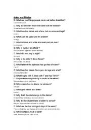 Jokes and Riddles (Answers) - ESL worksheet by bazza