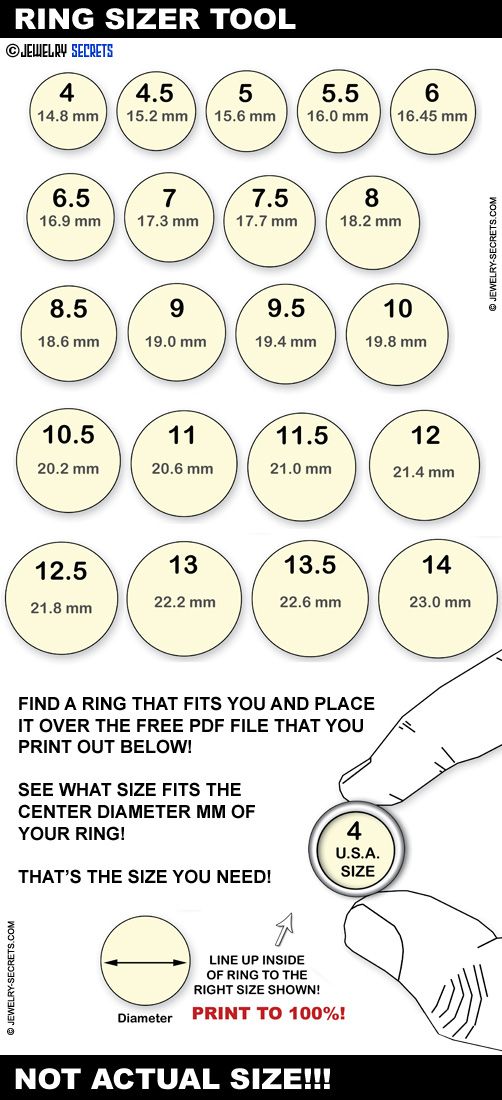 FREE RING SIZE FINGER SIZE SIZING CHART