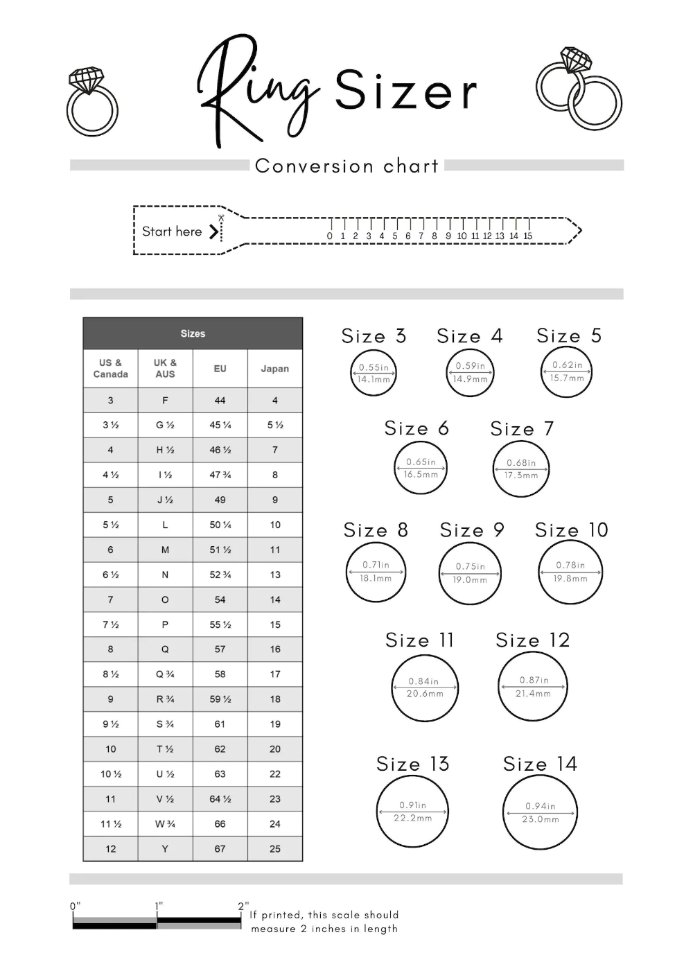 Printable Ring Sizer | Accurate Ring Size Finder | Measuring Tool ...