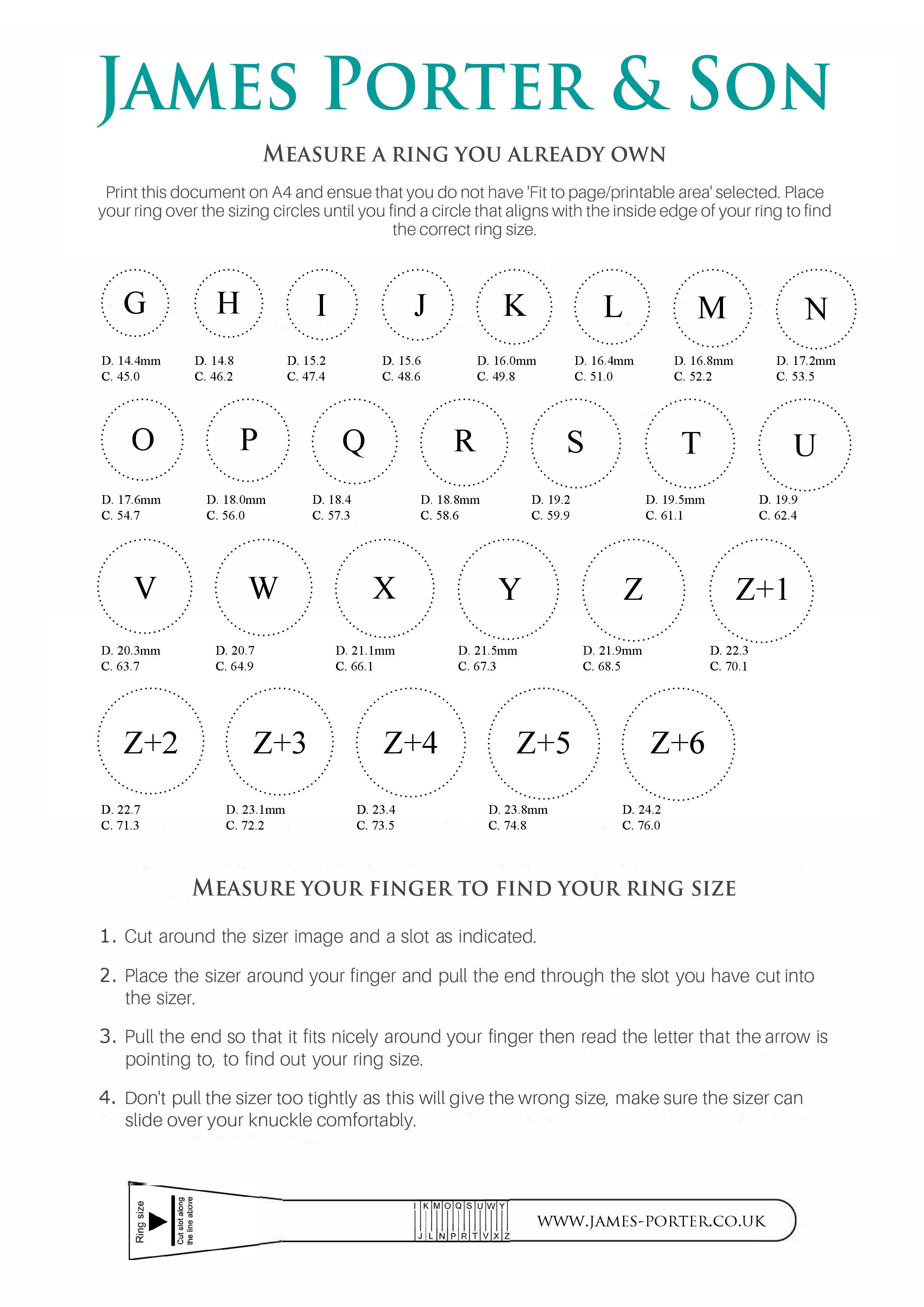How To Measure Ring Size | UK Ring Size Chart &  Guide | James Porter