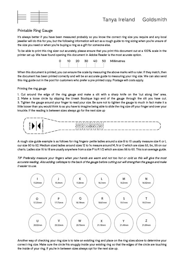 Ring Sizing — Tanya Ireland