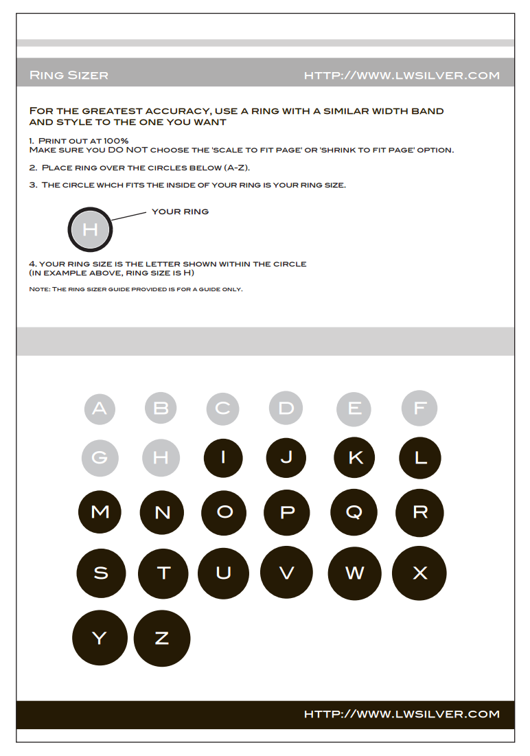 Sizing Guide - LWSilver
