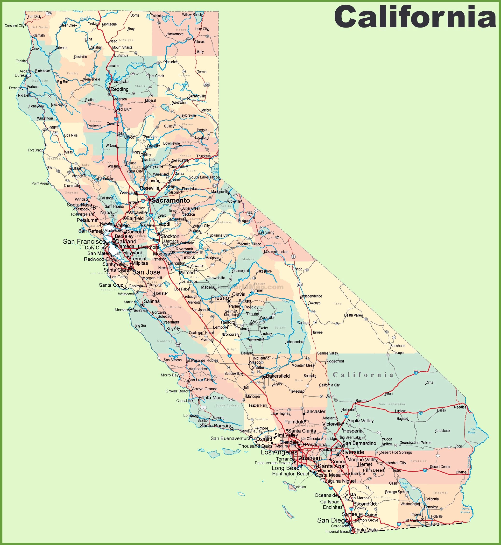 printable road map california