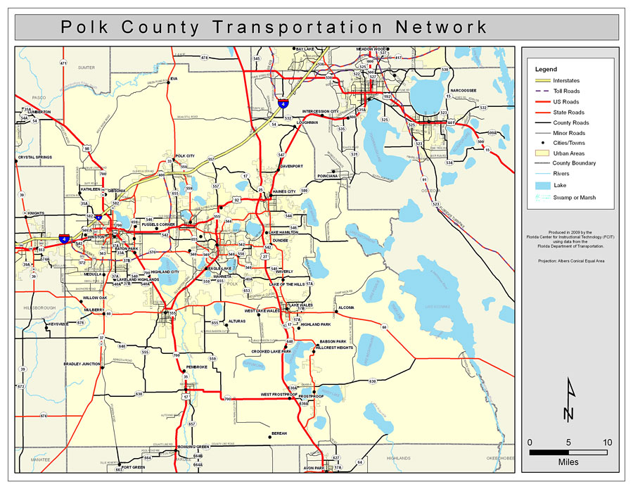 Polk County Road Network- Color, 2009