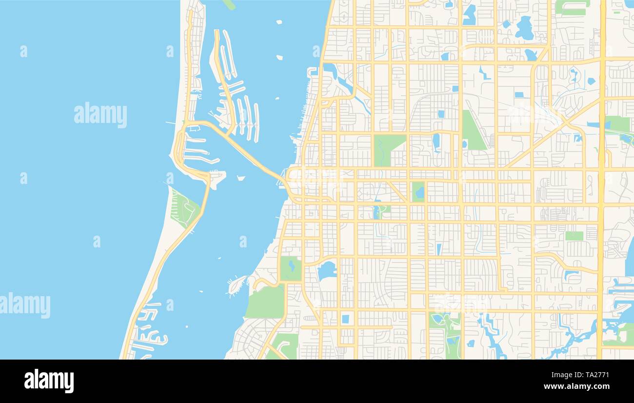 Empty vector map of Clearwater, Florida, USA, printable road map ...