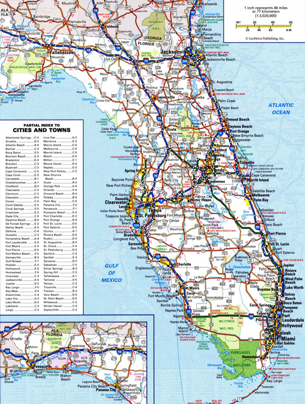 Large detailed roads and highways map of Florida state | Vidiani ...