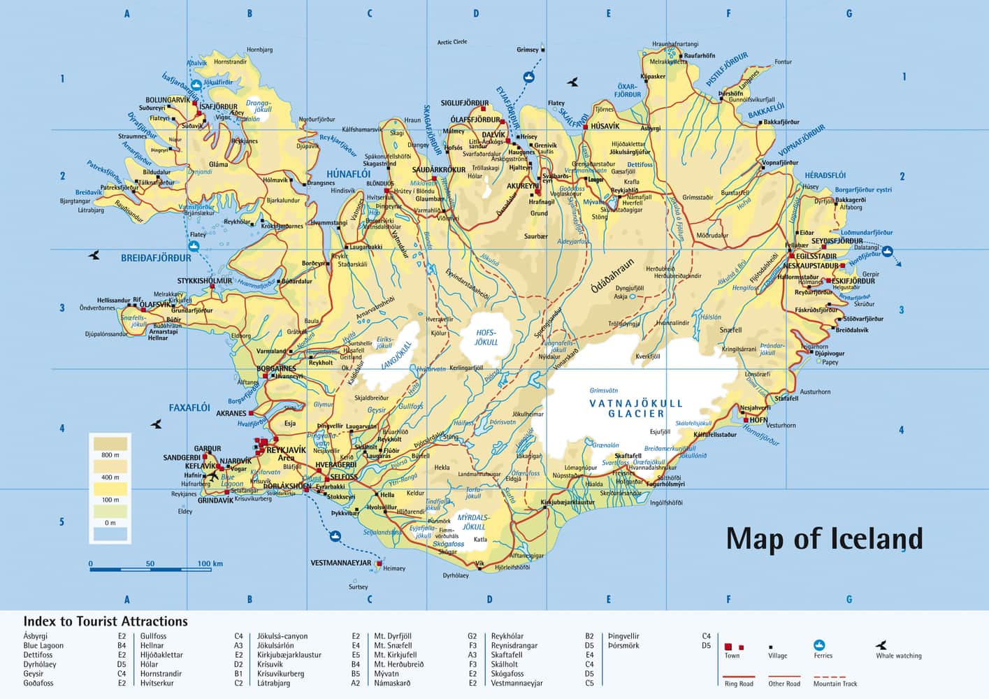Map of Iceland - 15 Tourist Maps of Iceland, Europe