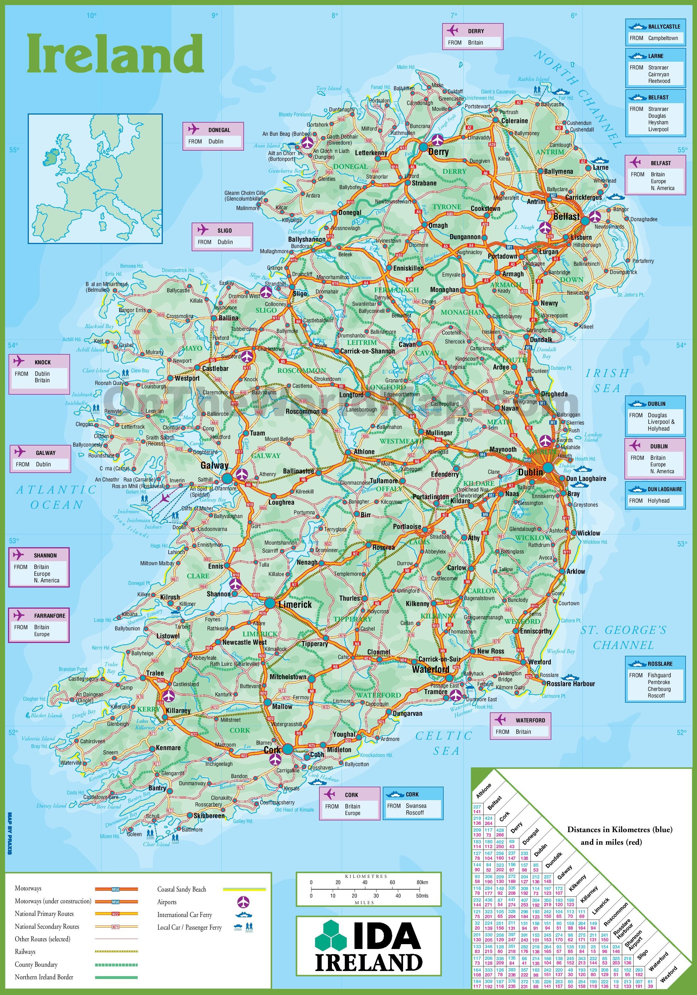 Ireland Road Map Worksheets Library