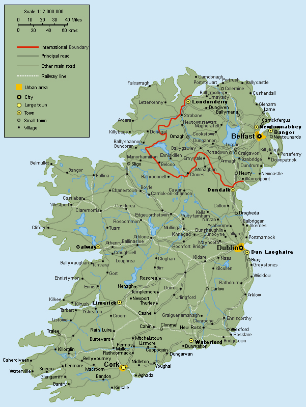 Full road map of Ireland. Ireland full road map | Vidiani.com ...