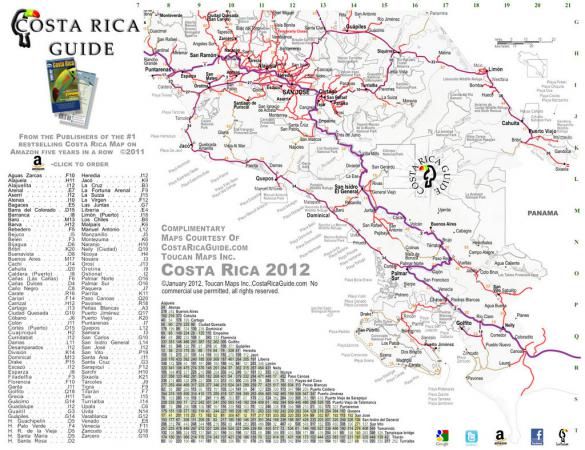 printable road map of costa rica