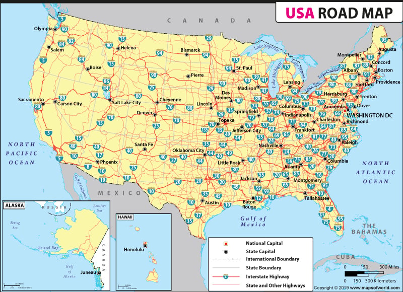printable road map of eastern usa