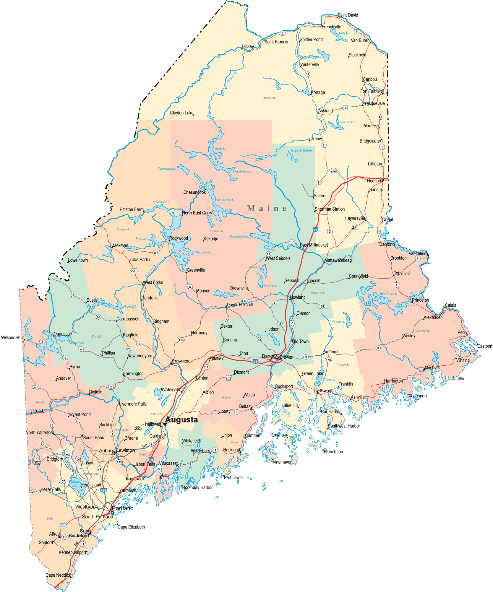 Maine Road Map - ME Road Map - Maine Highway Map
