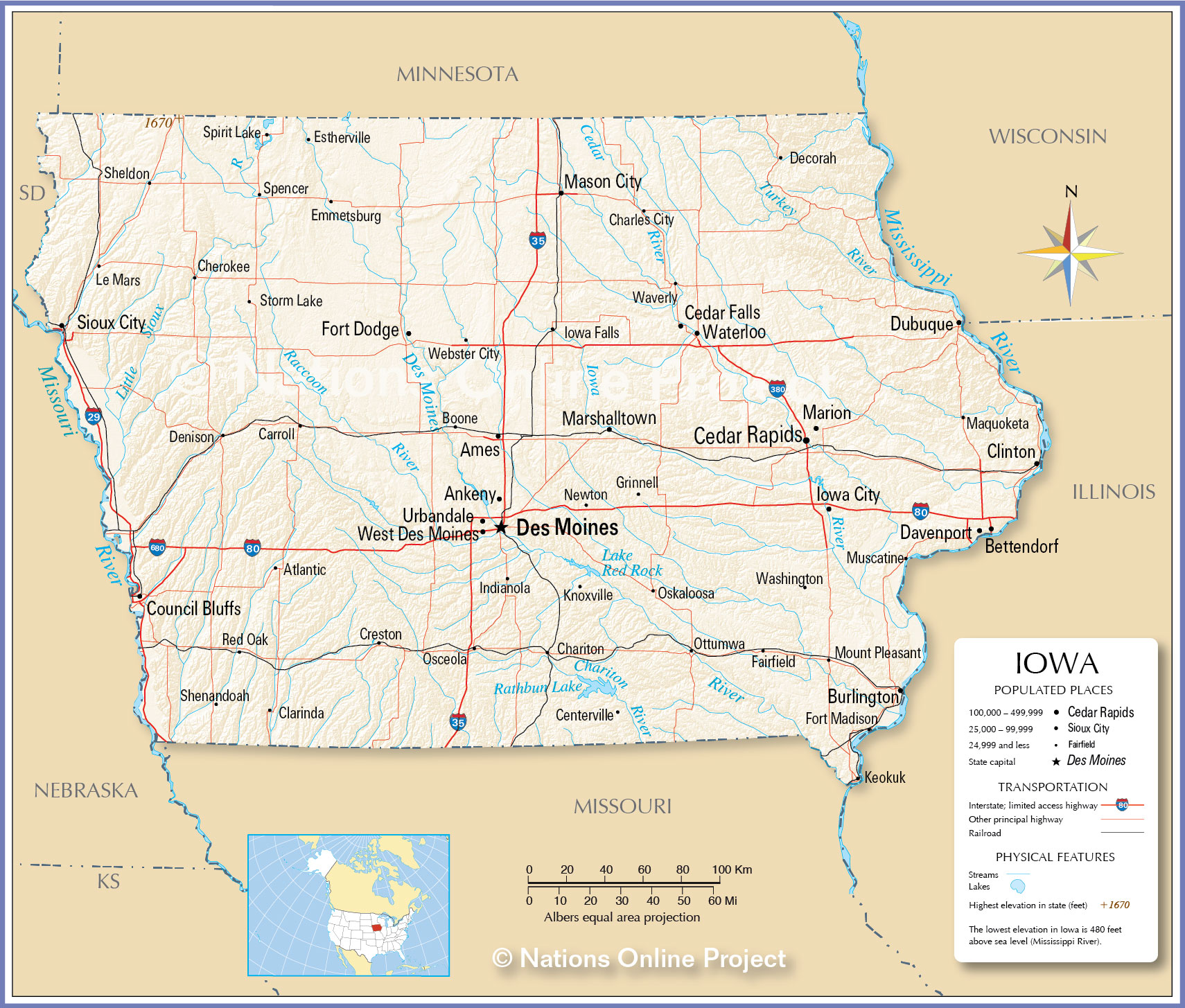 printable road map of iowa