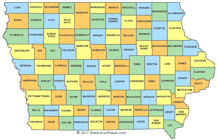 printable road map of iowa