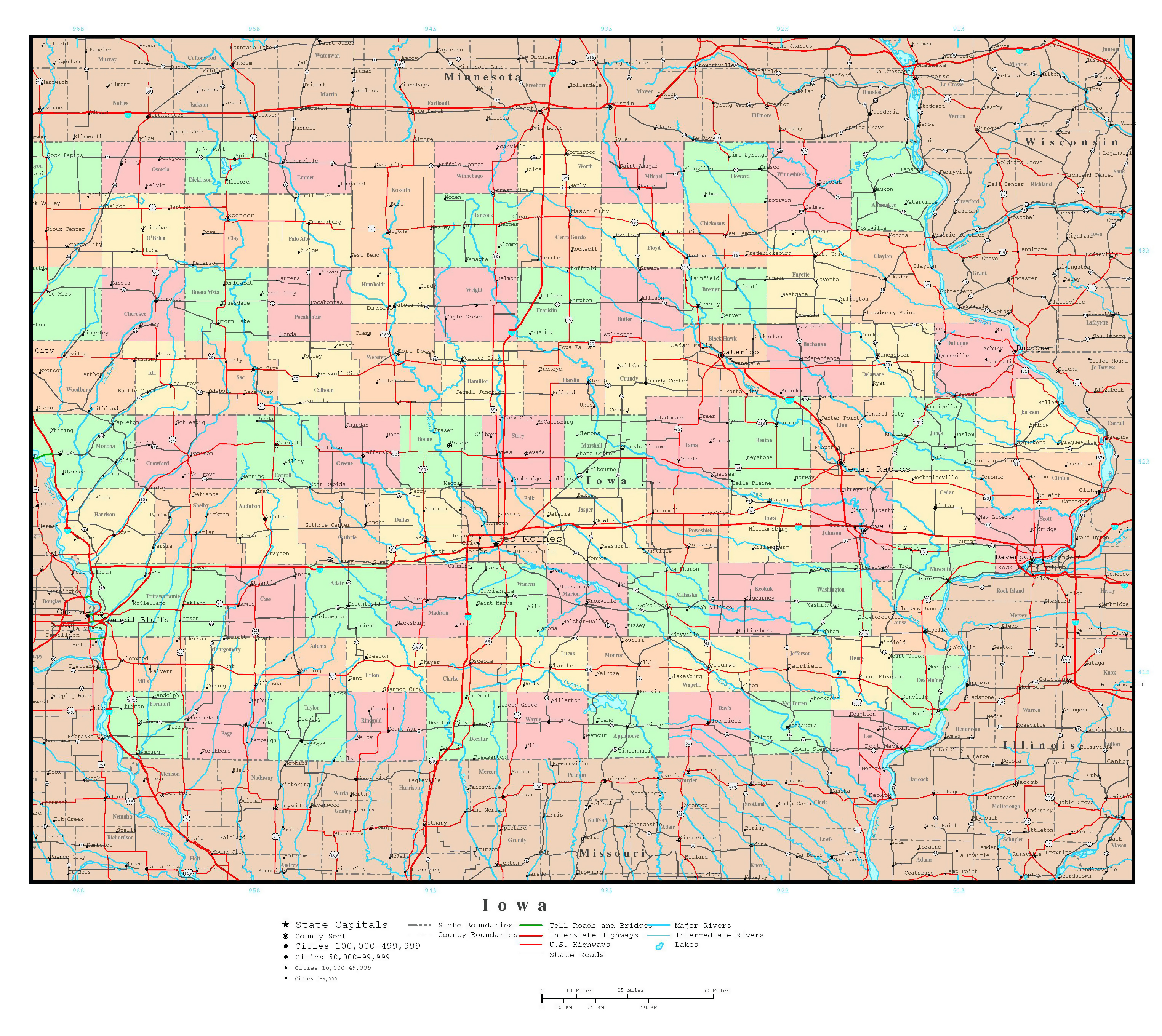 Des Moines Map, Iowa - GIS Geography