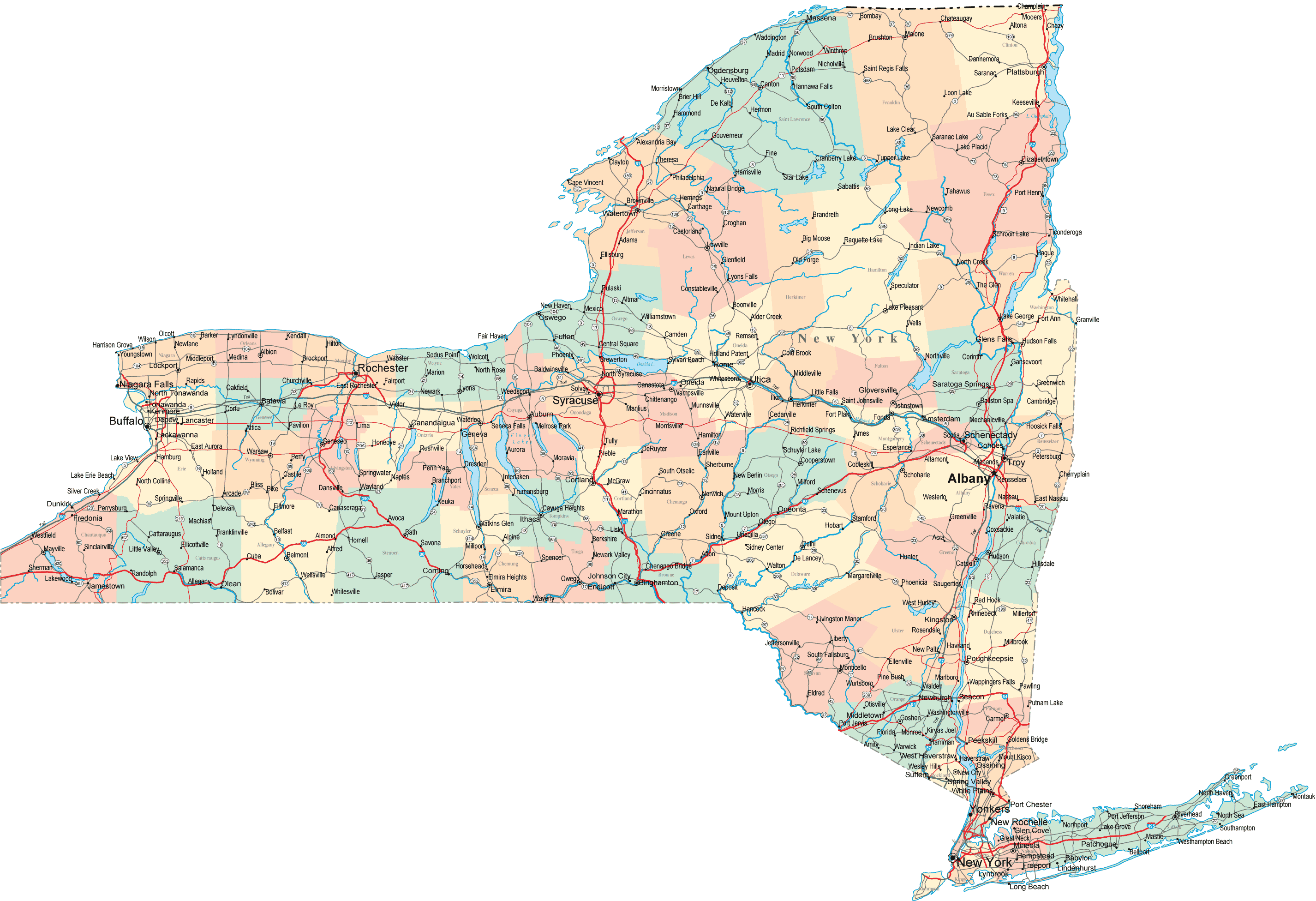 printable road map of new york state