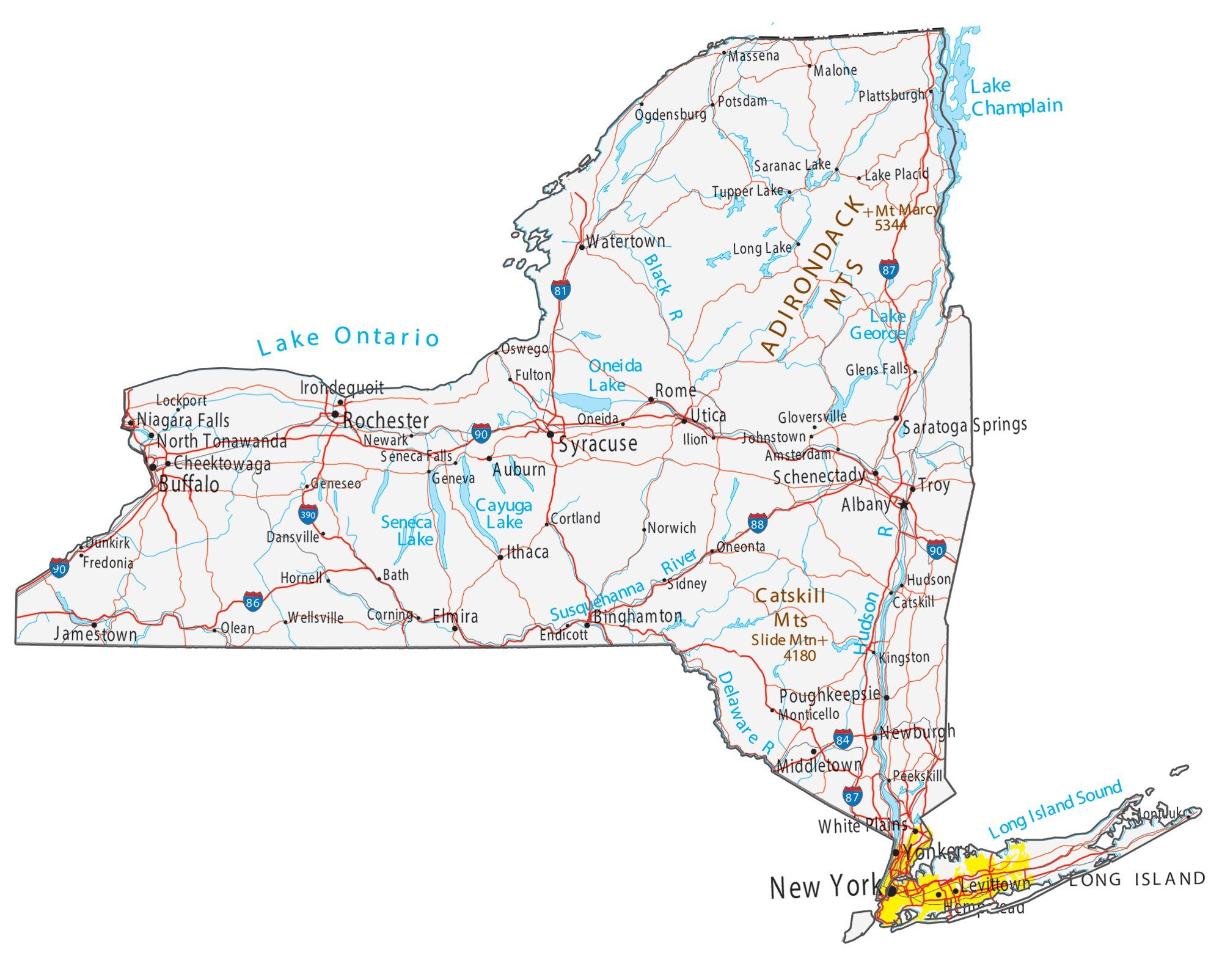 printable road map of new york state