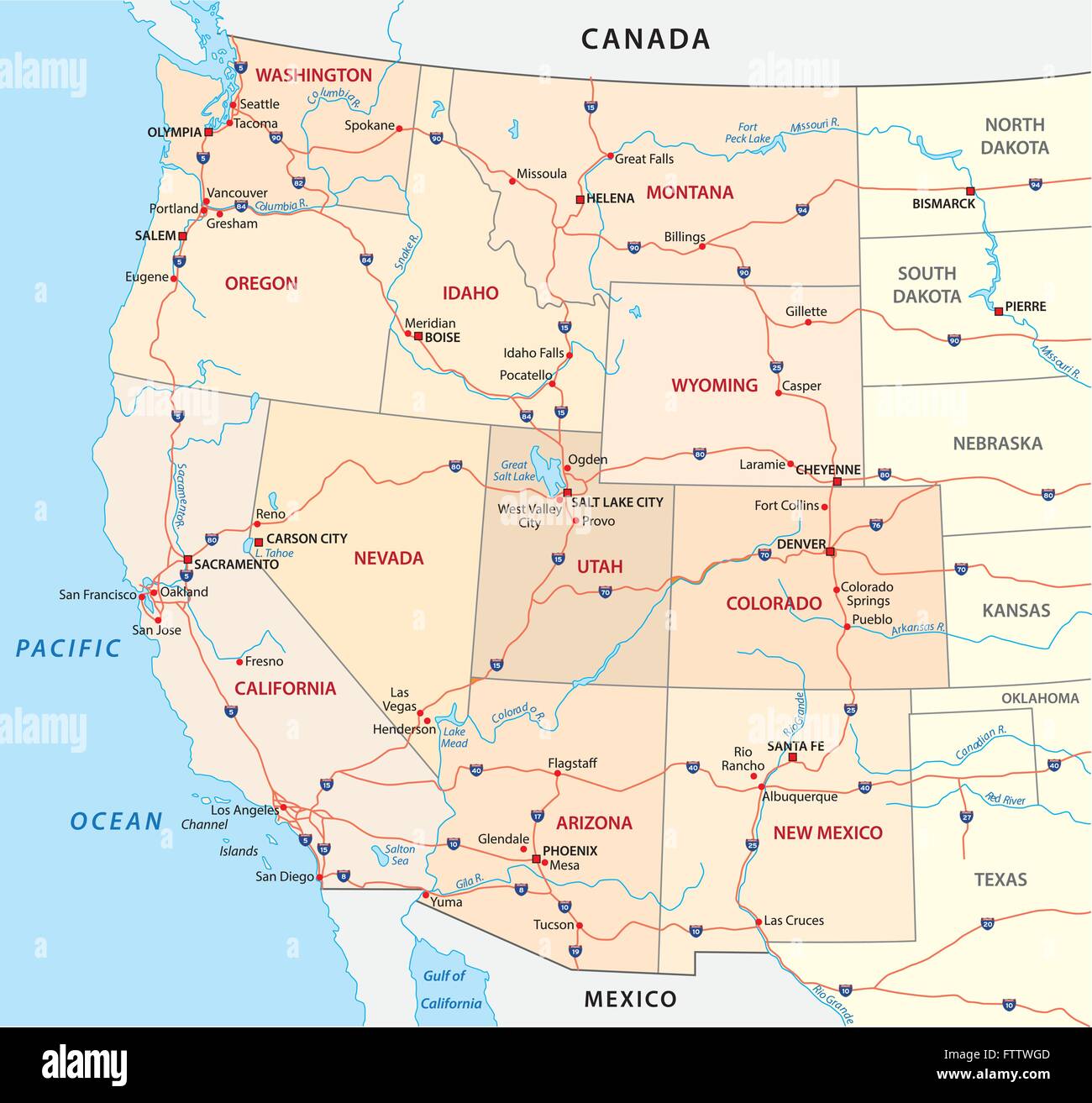 Western united states road map - Printable Road Map Of North America 32 